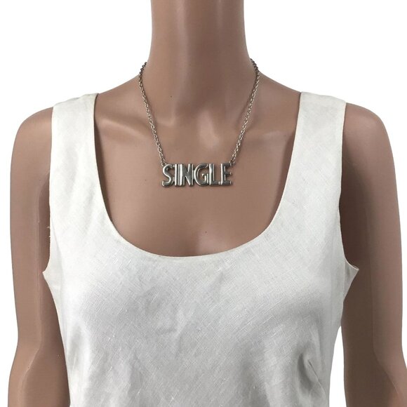 Novelty Single Necklace Silver Tone Fun Novelty Adjustable Length Chain - Picture 2 of 2